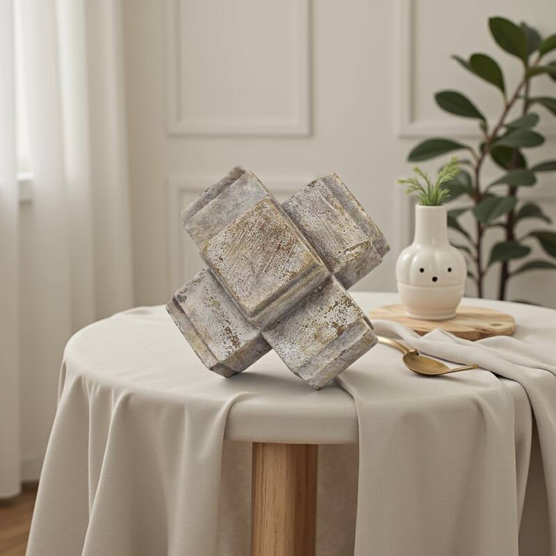 Tabletop Decor, Farmhouse Rustic Accent, Crossed White Ceramic 10 Inch