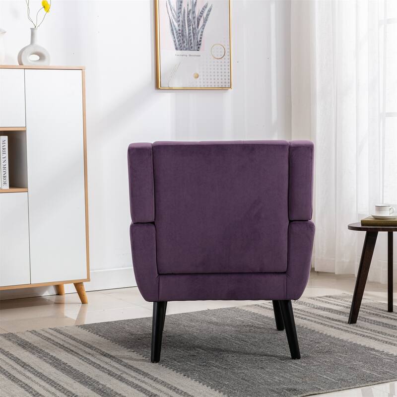 Stylish Upholstered Seating Armchair with Tapered Metal Legs, Single Sofa Chair Accent Chair with Flared Armrests, Purple