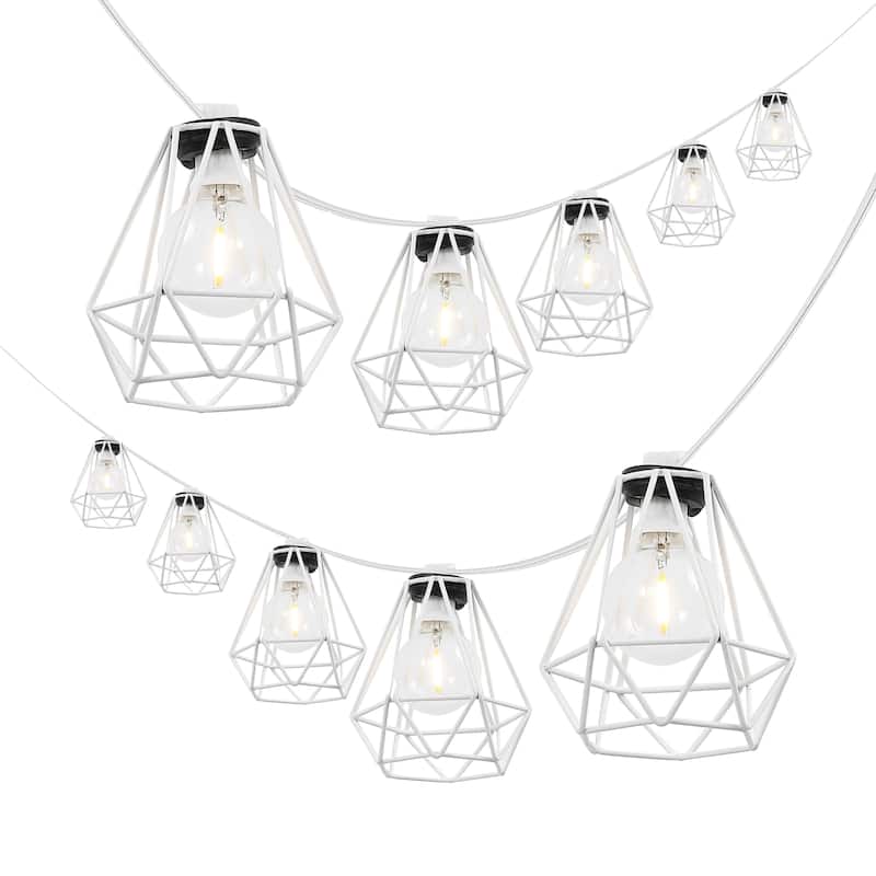 JONATHAN Y 10 ft G40 Diamond String Lights - 10-Light, Indoor/Outdoor - 10-Light - White