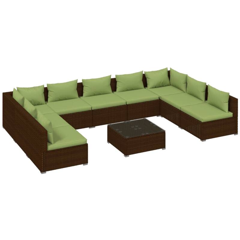 vidaXL Patio Lounge Set Outdoor Sectional Sofa Set Table Garden Poly Rattan - 27.6" x 27.6" x 23.8"