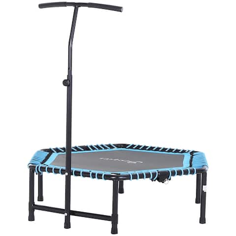 Soozier Portable & Foldable Small Exercise Trampoline with 3-Level Adjustable T-Bar, Great for Adults Working Out