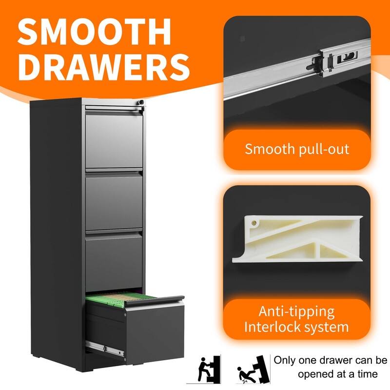 Metal File Cabinet with Drawer Heavy Duty Home Office Steel