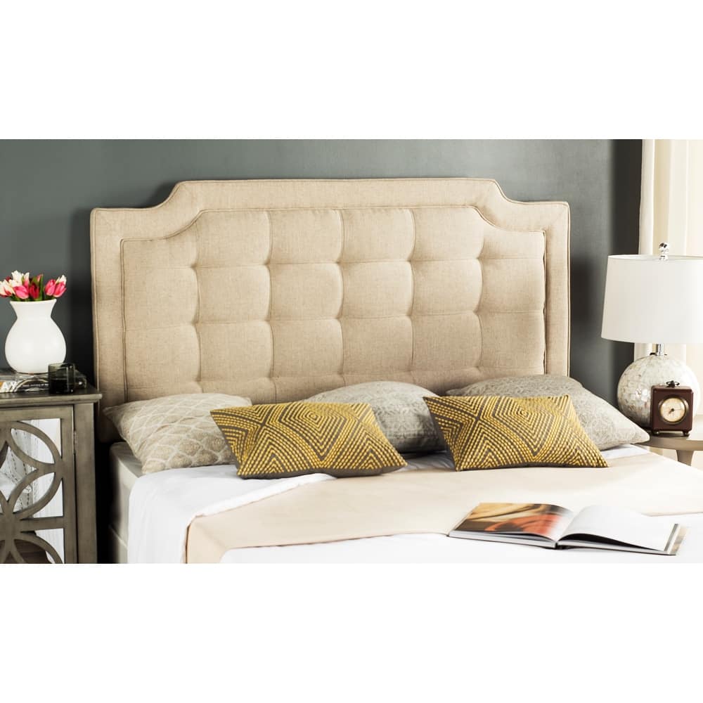 SAFAVIEH Shanika Taupe Upholstered Tufted Headboard (King)