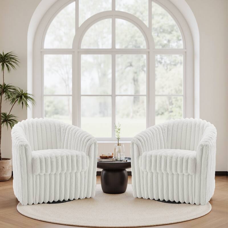 Modern Cotton Flannel Swivel Accent Chair Plush Barral Chair