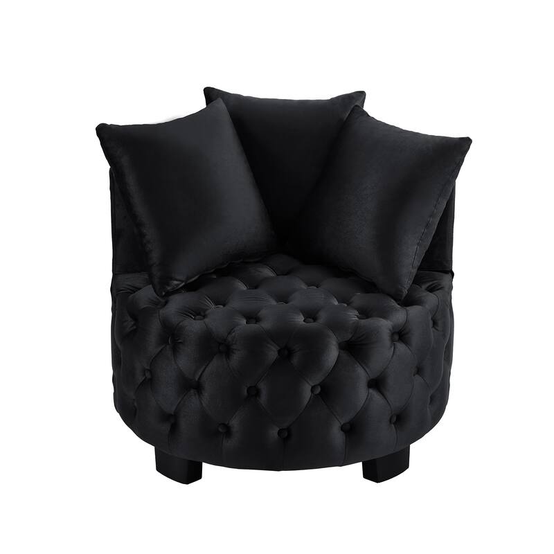 Upholstered Tufted Leisure Chair Accent Chair, Velvet Single Sofa Round Club Chair