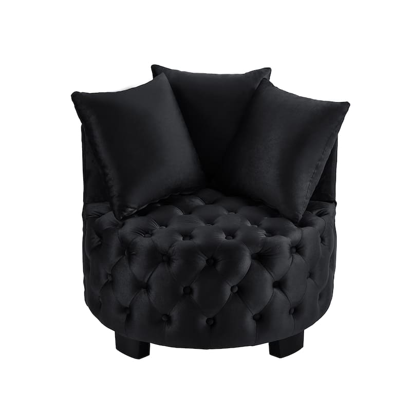 Velvet Tufted Accent Chair with Wood Frame