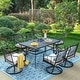 preview thumbnail 29 of 38, MAISON ARTS 7-Piece Patio Dining Set Steel Panel Table & 6 Dining Arm Chairs