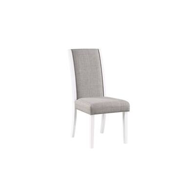 White/Gray Fabric Upholstered Wood Frame Dining Chair, Set of 2, Sturdy Dining Chair for Dining Rooms - 21.75