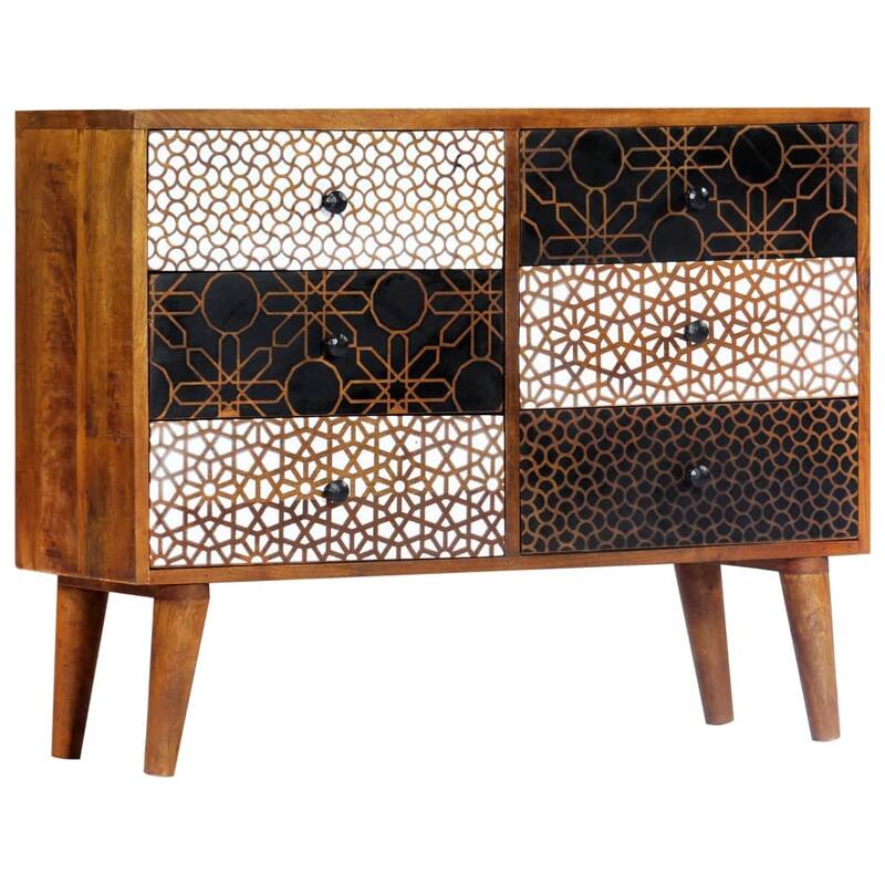 vidaXL Sideboard Drawer Cupboard Sideboard Buffet Cabinet Solid Wood Mango - 35.4" x 11.8" x 27.6" (W x D x H)