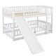 preview thumbnail 11 of 10, Twin Over Twin Low Bunk Bed with Slide, with Fence and Ladder for Toddler Kids Teens