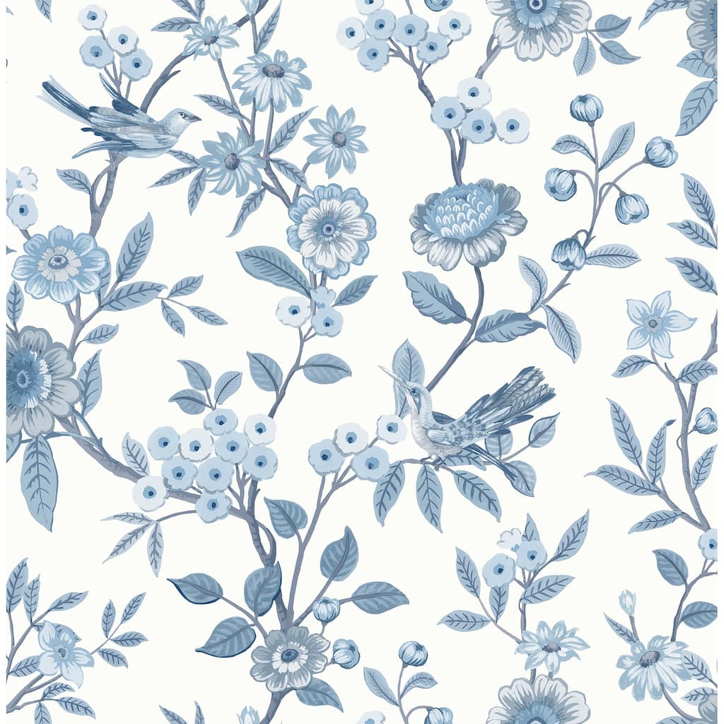 Fine Decor Elspeth Blue Floral Trail Wallpaper