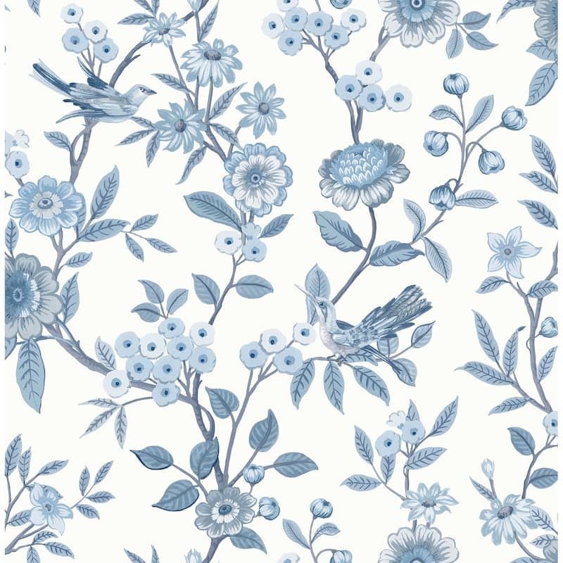 Fine Decor Elspeth Blue Floral Trail Wallpaper