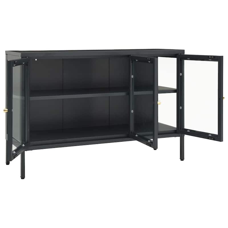 vidaXL Sideboard Anthracite 41.3"x13.8"x27.6" Steel and Glass