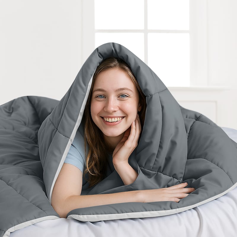 JEAREY Ultra-Lightweight Reversible All-Season Comforter, Cooling Down Alternative Duvet Inserts
