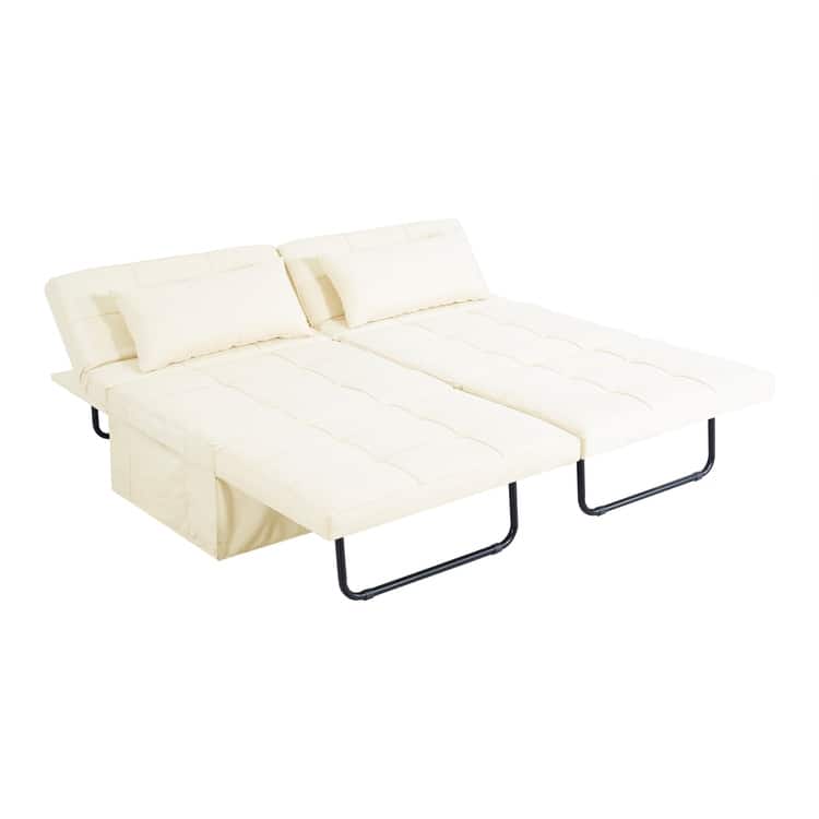 Sleeper Chair Bed, 4 In 1 Multi-Function Convertible Ottoman Bed, Breathable Linen Bed Chair, Convertible Sofa Bed