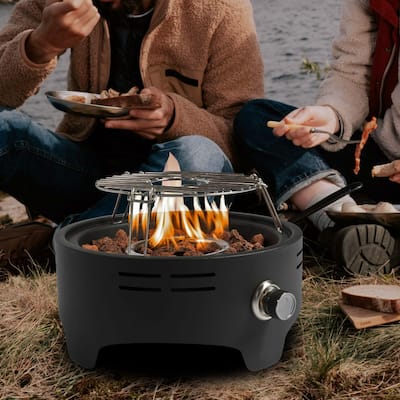 15 in Outdoor Portable Propane Fire Pit with Cooking Support
