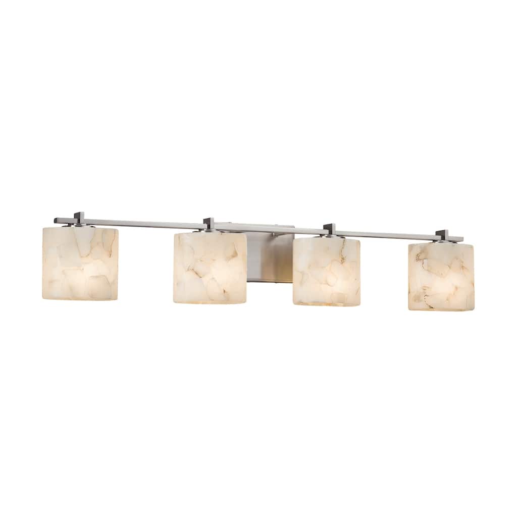 Justice Design Alabaster Rocks Era 4-light Brushed Nickel Bath Bar, Oval Shade - Silver