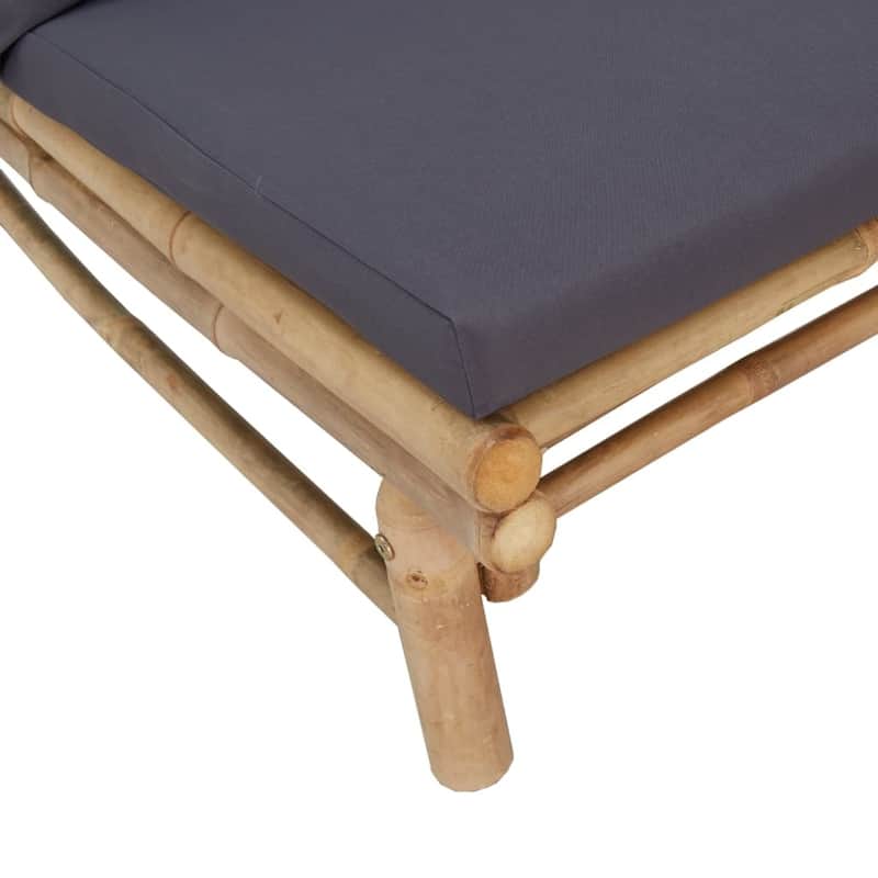 vidaXL 3/4/5 Piece Patio Lounge Set with Dark Gray Cushions Bamboo - 39.4" x 21.7" x 13"