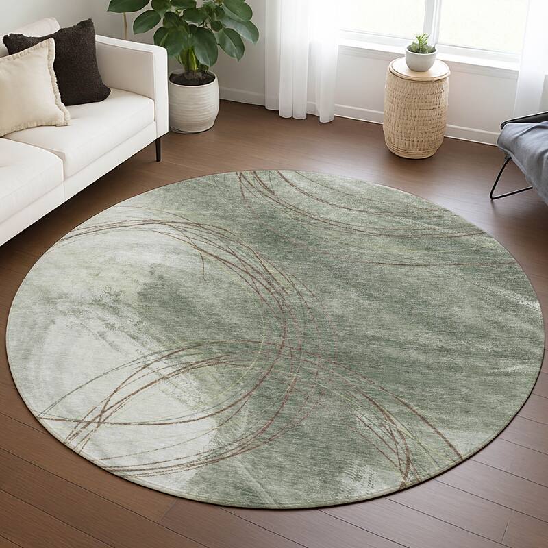 Machine Washable Indoor/ Outdoor Abstract Modern Chantille Rug