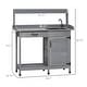 preview thumbnail 21 of 25, Outsunny Potting Bench Table with Faucet, Sink, Hooks and Storage Cabinet, Outdoor Prep Table Gardening Bench
