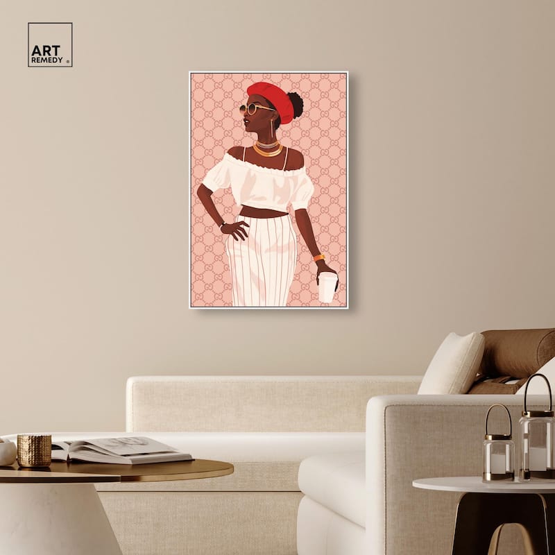 Her Stylish Coffee Look Canvas by Art Remedy