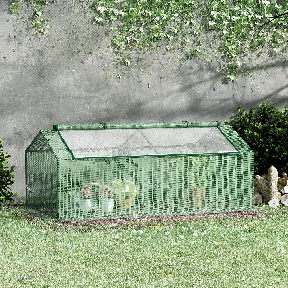 55 D x 28 W x 76 H Walk-in Greenhouse 2 Tier 4 Shelves Portable Plant Gardening Greenhouse Front Roll-Up Zipper Entry Door 