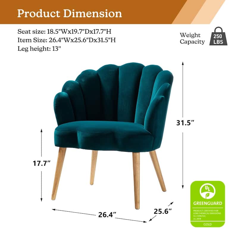 Eleanora Morden Scalloped Velvet Arm Chair with Tufted Back by HULALA HOME