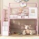preview thumbnail 3 of 6, Pink Metal Loft Bed with Roof Design and Storage Box, Twin