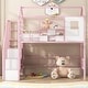 preview thumbnail 3 of 26, Twin Metal Loft Kids Bed with Roof Design, Sturdy Frame & Storage Box for Kids, Integrated Ladder & Full-Length Guardrails, Pink