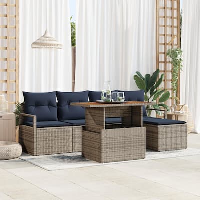 vidaXL 6 Piece Garden Sofa Set with Cushions - 90.6×46.1×27.2