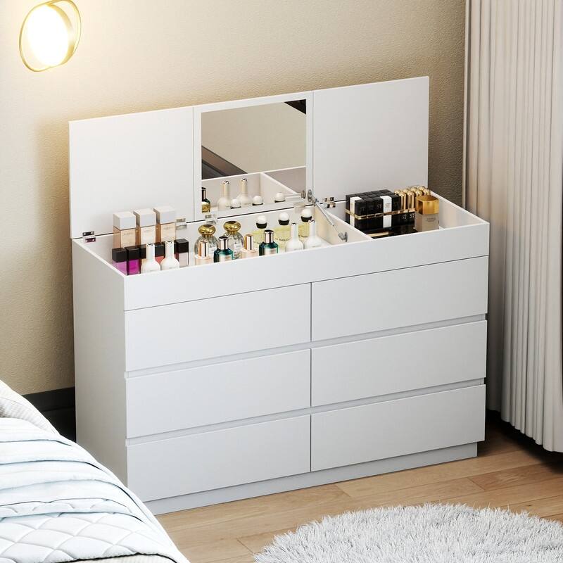 6-Drawer Dresser With Mirror P2 12MM Particleboard With Melamine 47.22"W