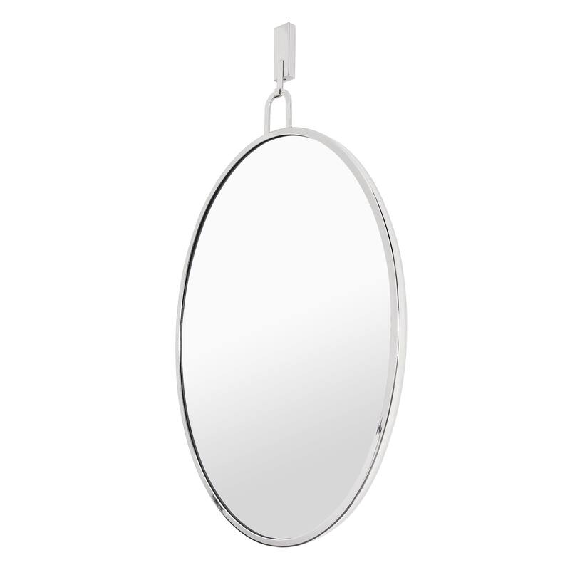 Varaluz Stopwatch Oval Powder Room Mirror - Polished Nickel - Polished Nickel