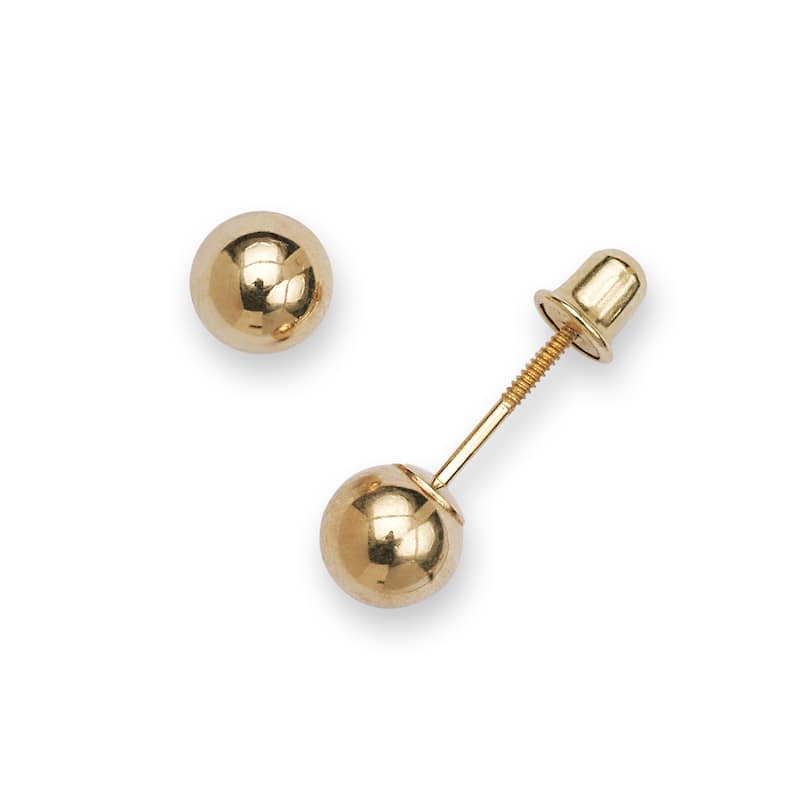 Curata 14k Yellow Gold Polished Ball Screw Back Stud Earrings - 3 mm 4mm 5mm 6mm 7mm 8mm