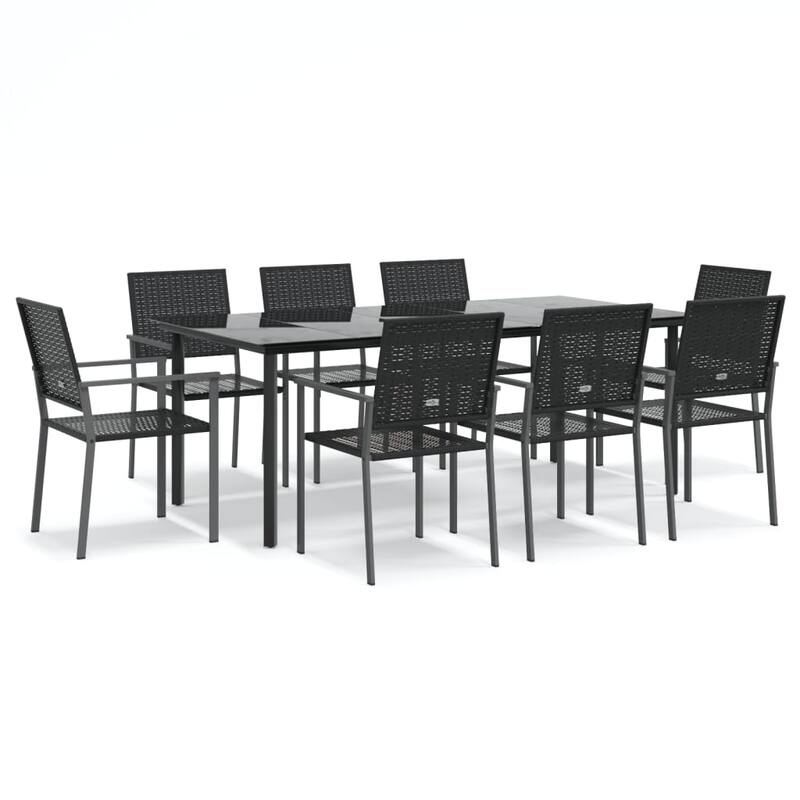 vidaXL Patio Dining Set Outdoor Dining Table and Chair Poly Rattan and Steel