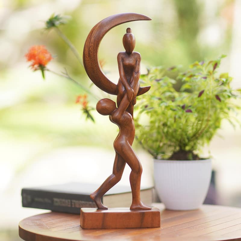 Novica Handmade Fly Me To The Moon Wood Sculpture