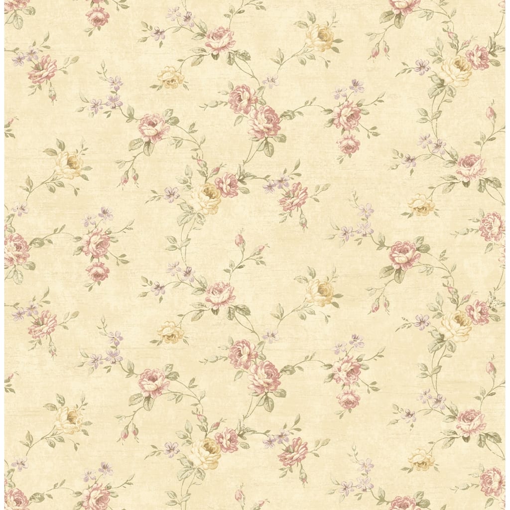 Seabrook Designs Dreda Floral Trail Unpasted Wallpaper