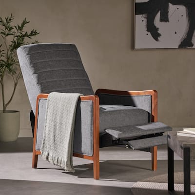 Birch Wood Push‑Back Recliner Chair with Channel Stitching