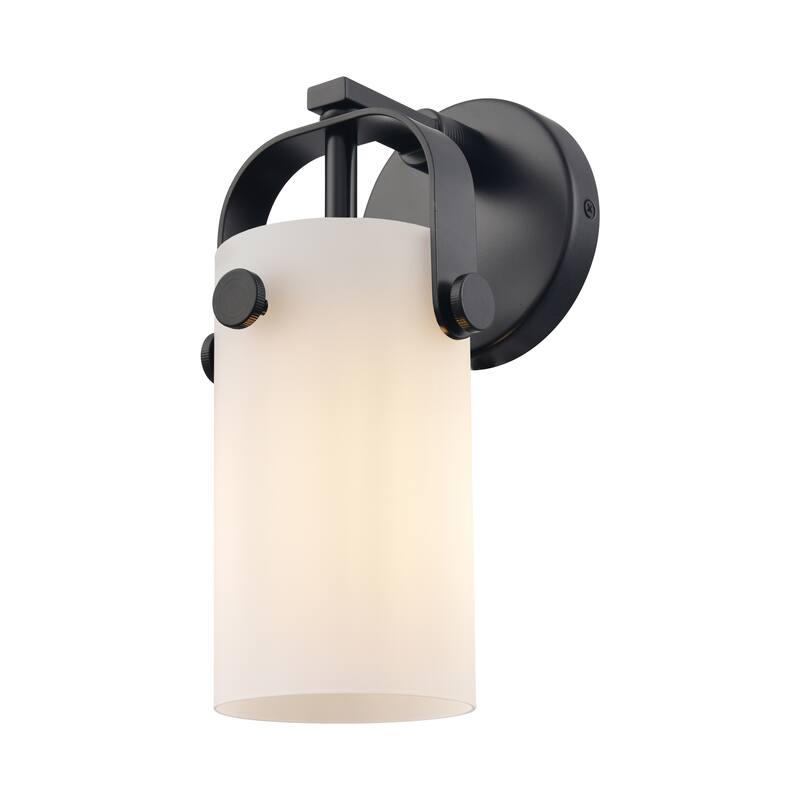 Innovations Lighting Pilaster II Cylinder - 1 Light 7" Wall-Mounted Sconce - Matte White/Matte Black