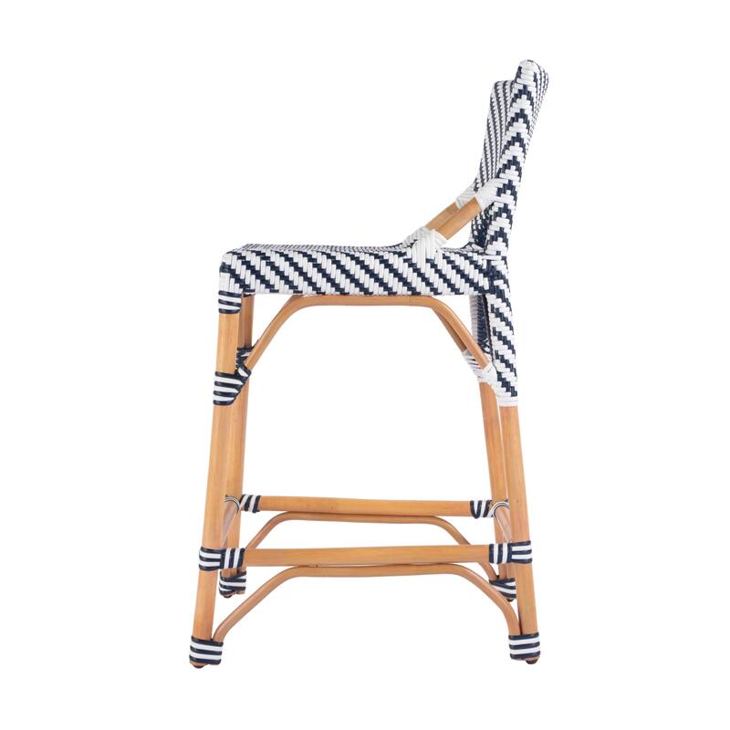 Creanly 25.25"H Seat Rattan Counter Stool with Back