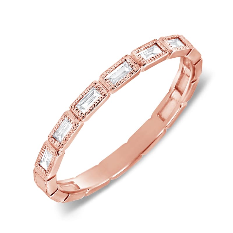 Joelle Collection Diamond Baguette Stackable 1/5 ct. Ring 14k Gold - Rose