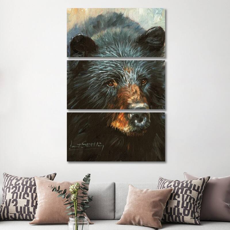 iCanvas "Black Bear" by David Stribbling 3-Piece Canvas Wall Art Set - 60x40x1.5
