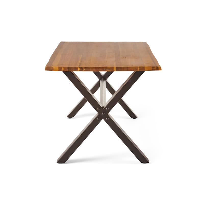 Sanibel Acacia Wood and Iron Outdoor Dining Table by Christopher Knight Home