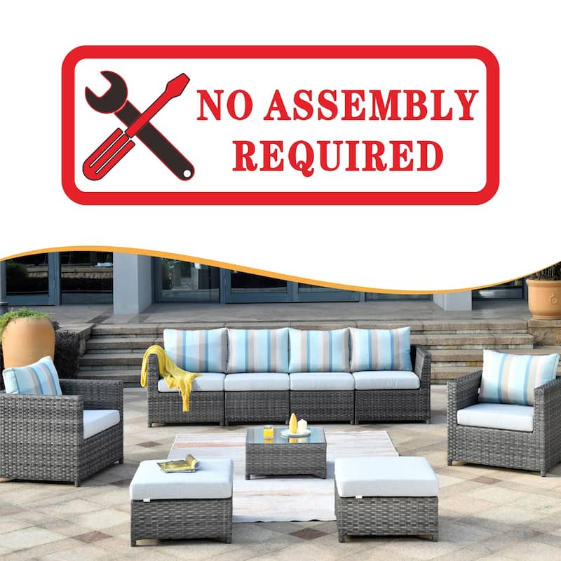 OVIOS Patio Furniture Deep Seat Wicker 9-piece Set