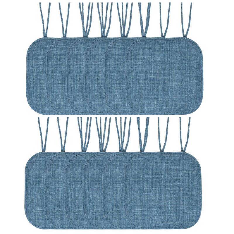 Aria Memory Foam Non-Slip Chair Pad with Ties - Blue - Set of 12
