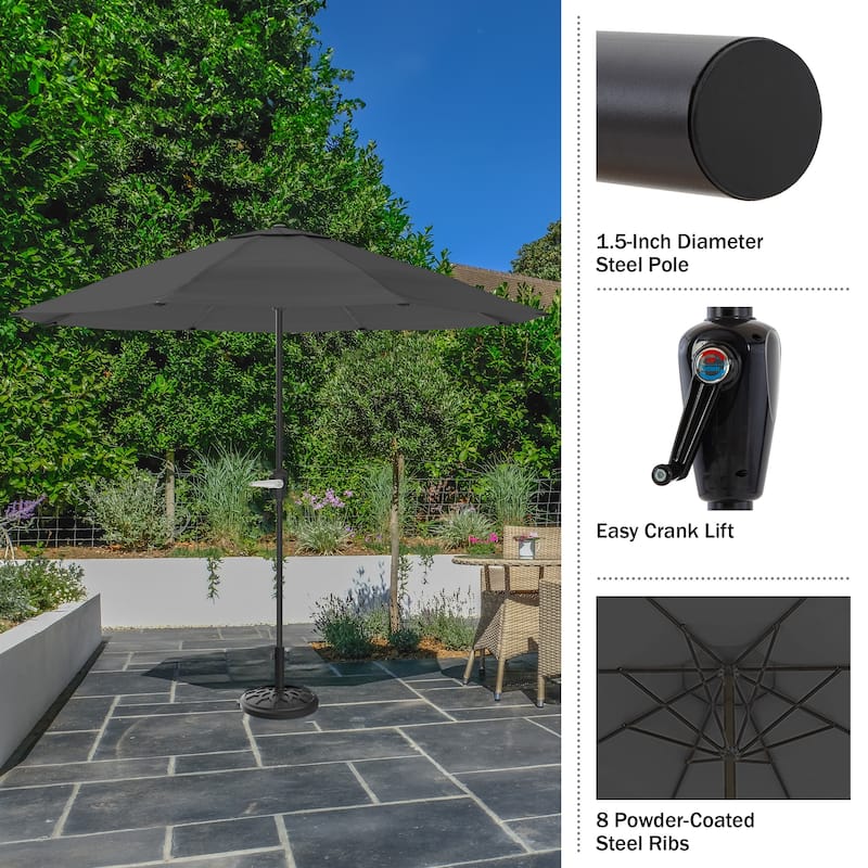 Patio Umbrella with Vented Canopy - 9FT Easy Crank Outdoor Umbrella for Shade by Pure Garden (Gray)