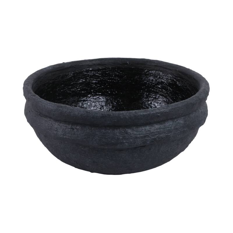 Terracotta Decorative Bowl Handcrafted Textured Design - 6" Black - 12" x 12" x 6"