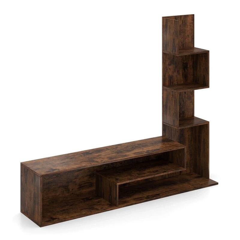 Cube TV Stand for TVs up to 50" Console Table W/ L-shaped Shelves - 58 inches