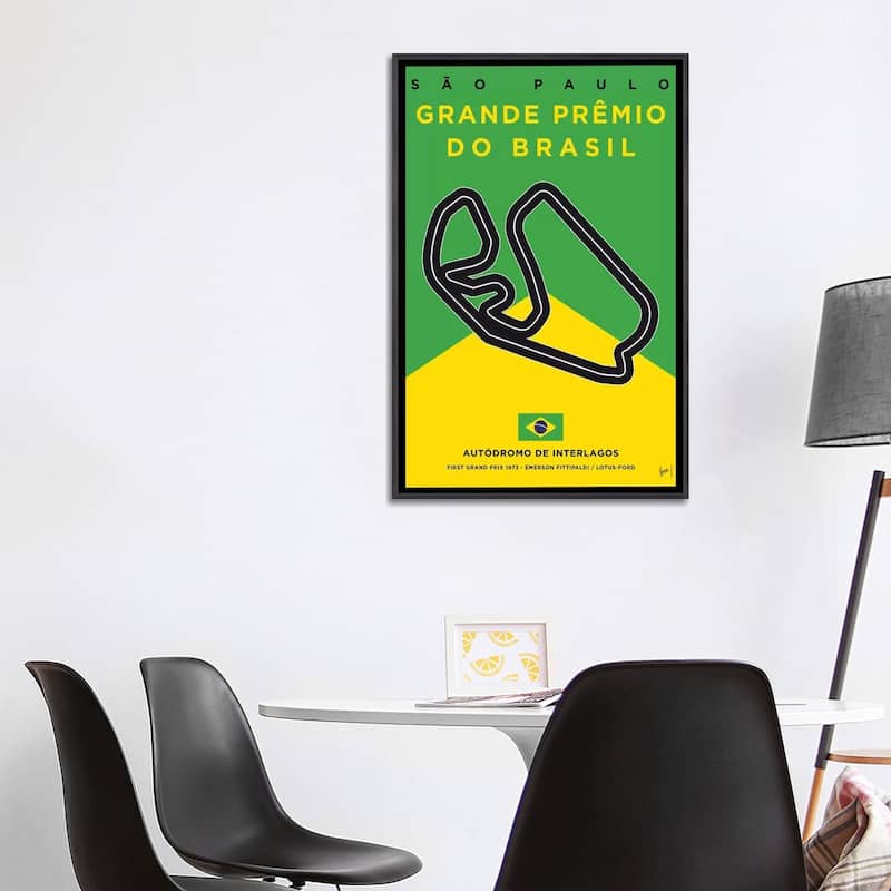 iCanvas "F1 Interlagos Track Minimal Poster" by Chungkong Framed