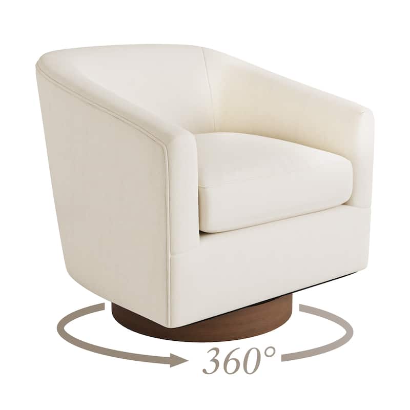 LUE BONA Modern Upholstered Wooden Accent Chair 360° Barrel Swivel Set of 2 Armchair for Living Room