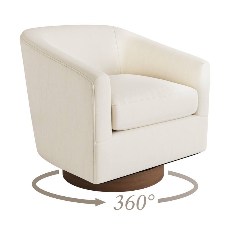 Modern Wooden Barrel Swivel Accent Chair Upholstery Armchair for Living Room